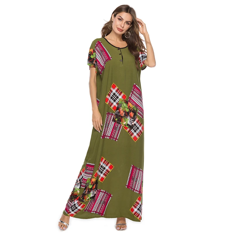 2019 Последняя мусульманская Абаи печатных платье макси юбка Исламская Турции