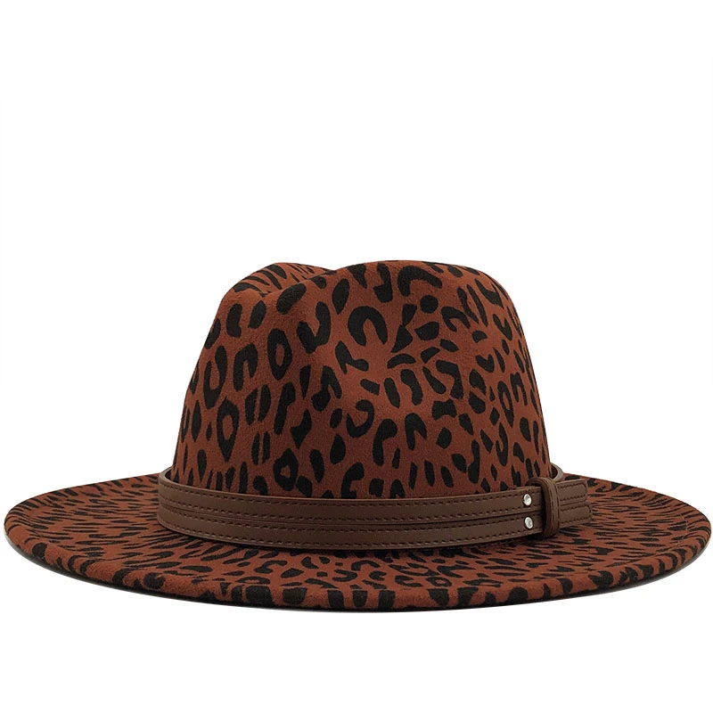 Унисекс плоские полочки шерсть фетр женские Джаз Fedora шляпы мужские леопардовые
