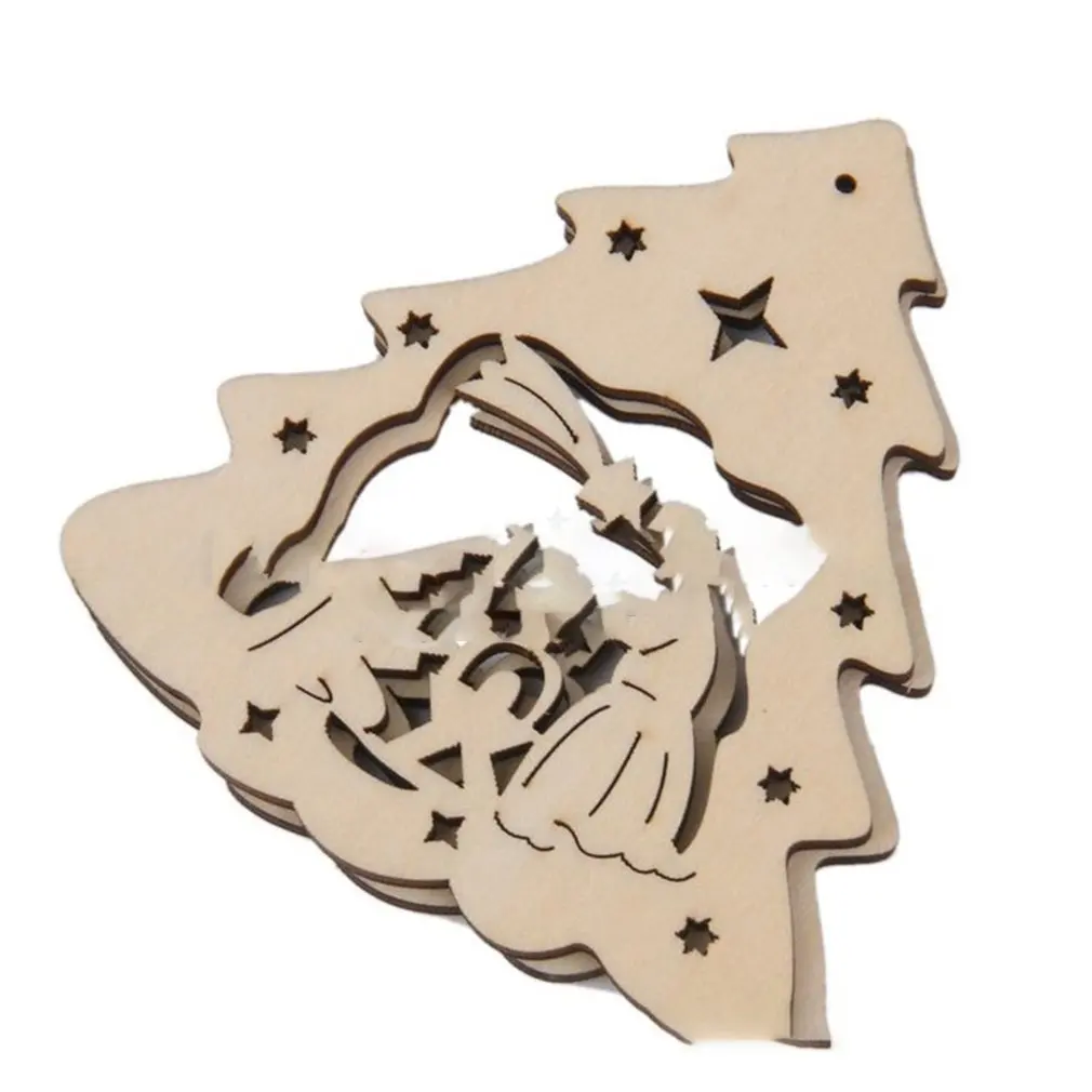 10 шт./компл. деревянные украшения Рождественская деревенская елка висячие для