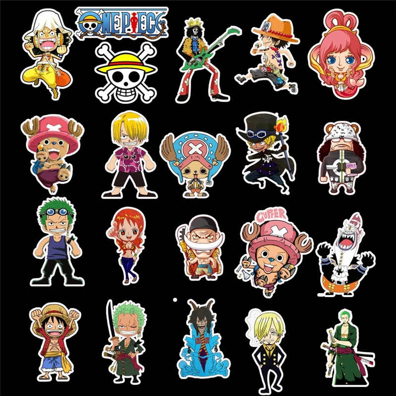 

10pcs/pack Japanese Anime ONE PIECE Stickers For Notebook Motorcycle Skateboard Mobile Phone Computer Cartoon Toy Trunk Etc