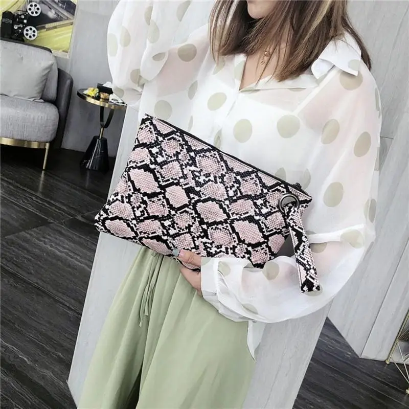 Женский модный квадратный клатч со змеиным принтом Повседневный Кошелек из