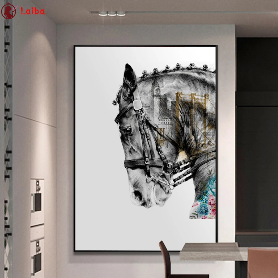 

5D DIY Diamond Painting Abstract art nordic dark horse cross stitch full square/round diamond embroidery mosaic painting