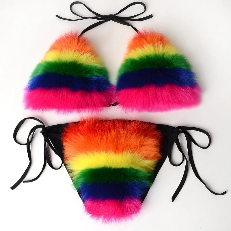 

Fox Fur Bikini Sexy Women Bikini Swimsuit Push-up Bra Bikini Set Tow Piece Swim Suit Swimwear Beachwear Bathing