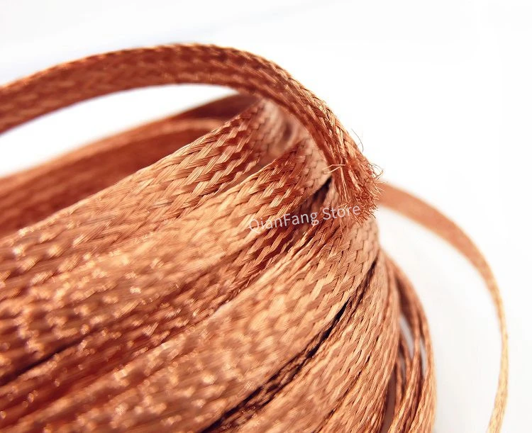 8mm Tinned Plating Copper Braided Sleeve Metal Sheath Anti Interference Screening Audio Speaker Wire Wrap Signal Cable Shielding |