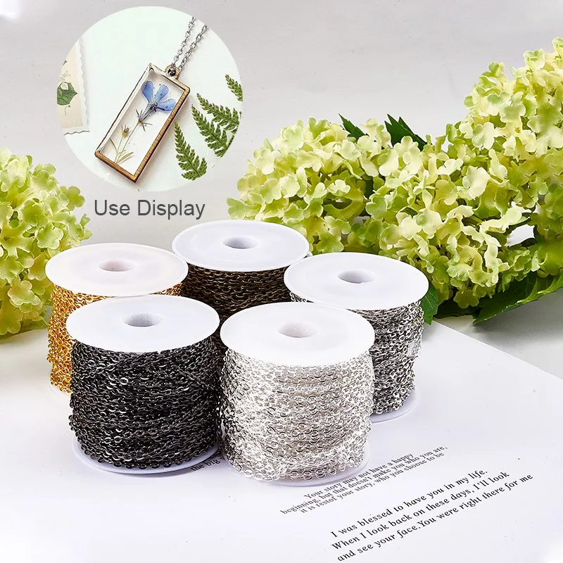 

10m/Roll (32.80 feet) 2.2mm Iron Cross Chains Chain Link for DIY Jewelry Necklaces Crafts Making