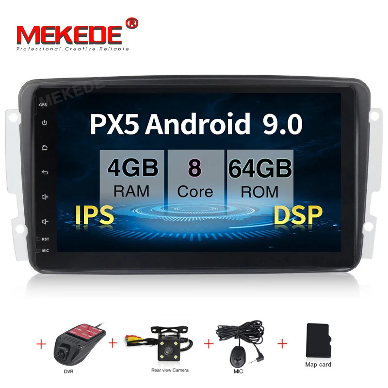 PX30 DSP " Android 9,0 автомобильный dvd-плеер для Mercedes Benz W209 W203 W463 Viano W639 Vito Wifi 4G gps Bluetooth Радио стерео аудио - Цвет: 64G DVD CAMERA DVR