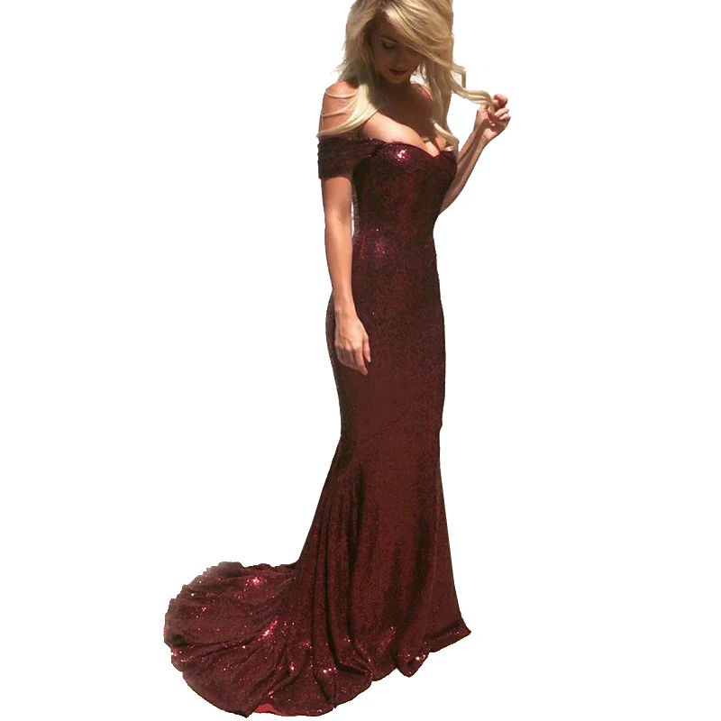 

Женское вечернее платье-русалка, длинное Бордовое платье с открытыми плечами и открытой спиной, в мусульманском стиле, 2020