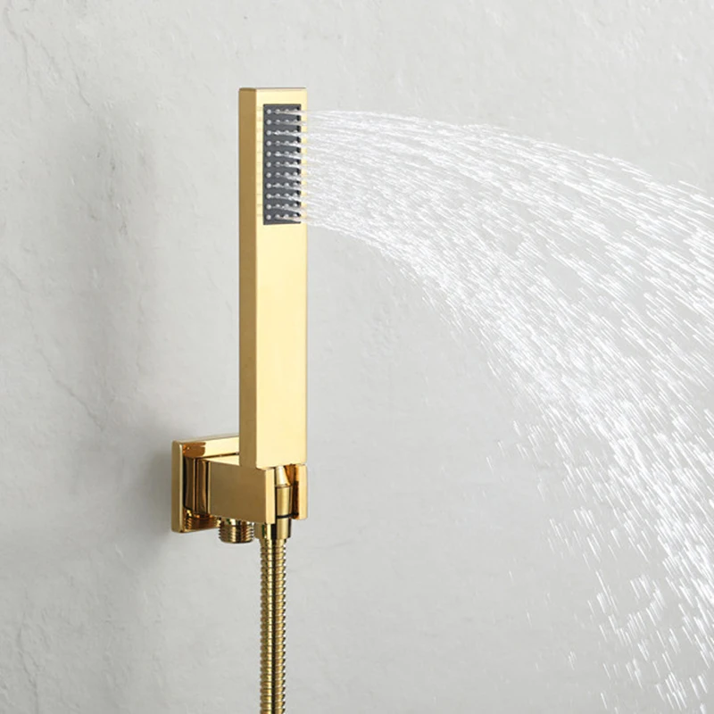 

Gold Thermostatic shower faucet set in wall Shower Mixer brass bathroom faucet set square bathroom shower faucet