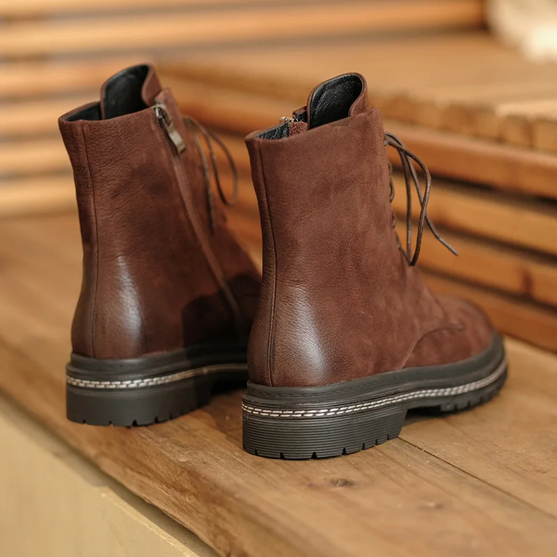 Женские ботинки со шнуровкой Mordoan коричневые ботинки-мартинсы из натуральной