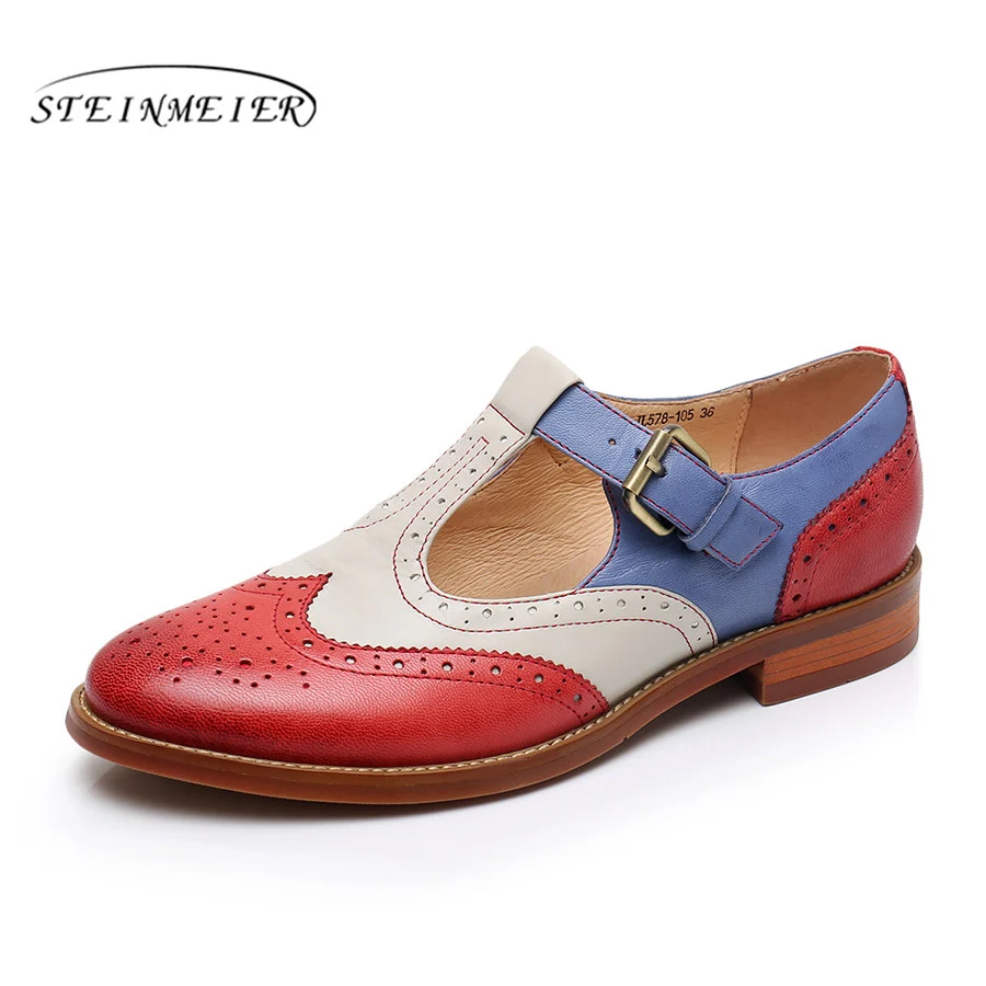 Женские сандалии оксфорды Yinzo желтые туфли из натуральной кожи с пряжкой