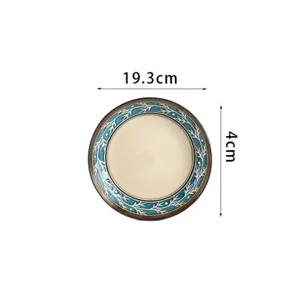 

Relief Ceramics Plate Fruit Salad Plates Underglaze Round Western Restaurant Steak Dish European Style Kitchen Tableware Tray