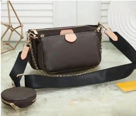 

2021 de hombro para mujer, bandolera de tres piezas, accesorios multipochette con caja, novedad de