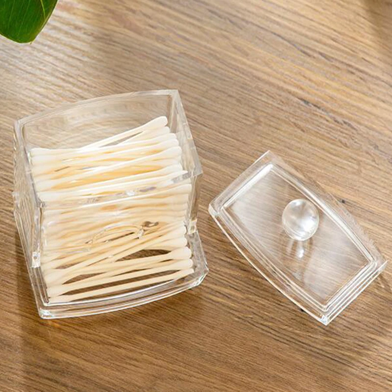 Прозрачная коробка для хранения ватных тампонов органайзер макияжа акриловая