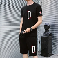 mens 2021 summer fashion new loose quick drying breathable leisure fitness short sleeve shorts sports two piece suit