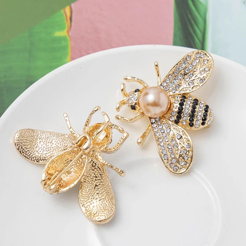 Детские и мужские Броши RHao в виде летающей пчелы стразы брошь с жемчугом Заколки