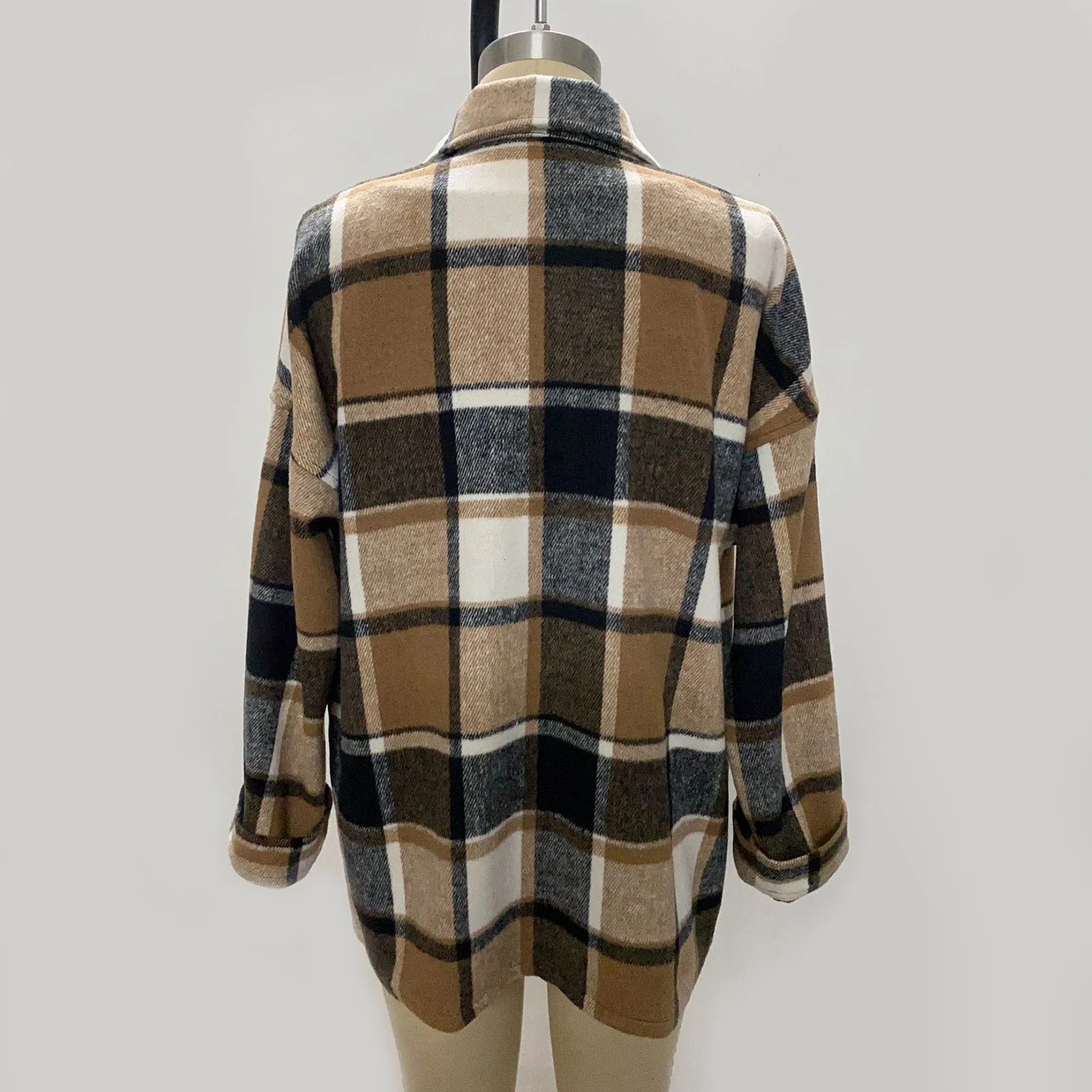 

Women Long Sleeve Plaid Shirt Jacket Buttons Coat Loose Outerwear Women Winter Coats 2020 Women's clothing