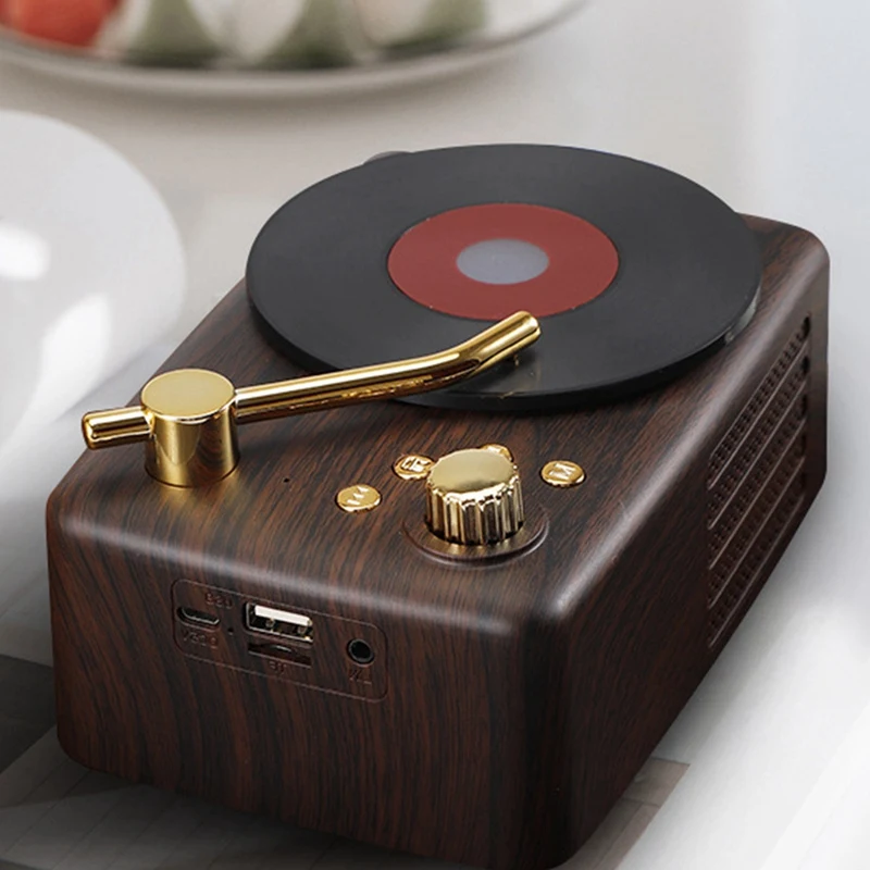 Портативный беспроводной громкий динамик Ретро Стерео Bluetooth с микрофоном TF слот