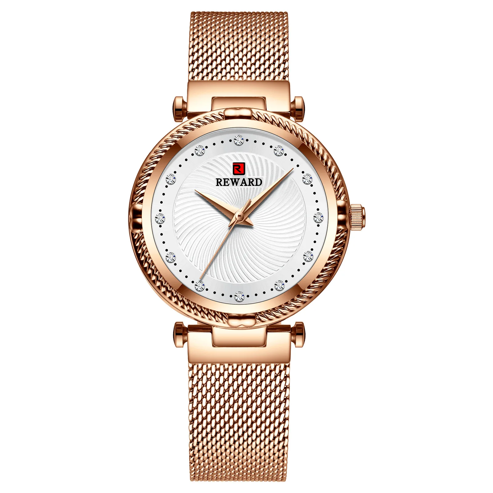 Luxury Crystal Gold Diamond Women'S Mesh Bracelet Watch With Rhinestones Fashion Stainless Steel Replica Montre Femme Cadeau enlarge