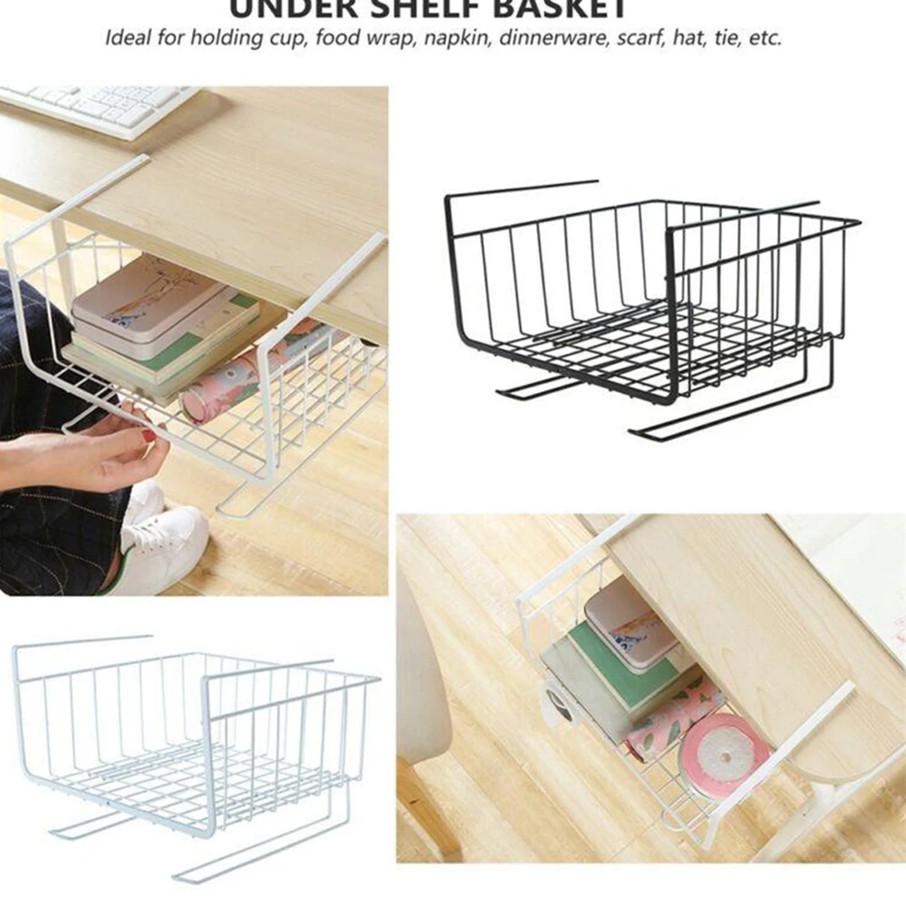 

Kitchen Storage Basket Rack Table Wire Mesh Under Shelf Cabinet Organizer Holder
