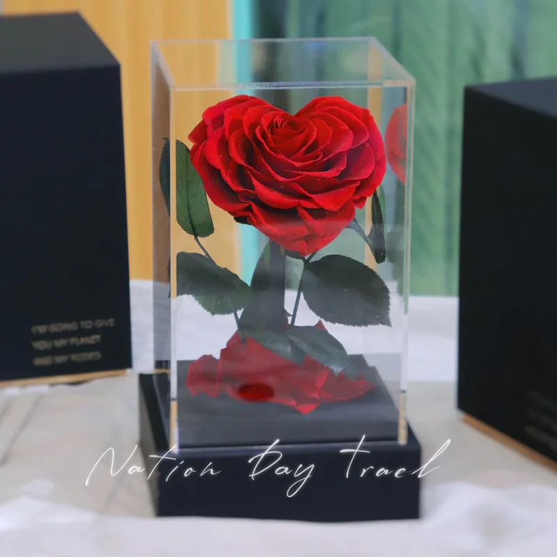 Неувядающий стеклянный чехол с цветком розы, украшение ручной работы, подарок на день Святого Валентина, День матери, день рождения