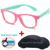 anti blue light kids glasses boys girls optical frame computer transparent glasses children silicone soft eyeglasses with box