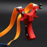 red resin slingbow archery slingshot hunting catapult bow with level meter aiming flat rubber band shooting target