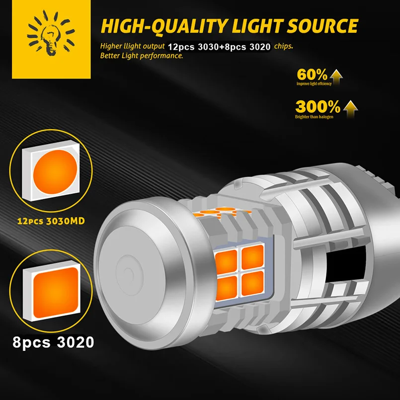 2x 2400Lm T20 W21W 7440 7443 1156 BA15S P21W BAU15S PY21W 1157 BAY15D 3157 светодиодные лампы указателей поворота