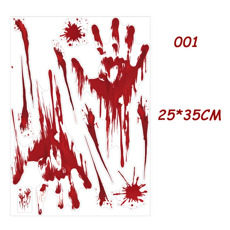Horror Blood Handprint Footprint Fingerprint Halloween Sticker Wall Window Floor Decor Haunted House |