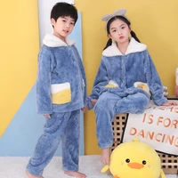 girl boys pajamas suits tops pants%c2%a02pcssets%c2%a02021 fahion winter autumn thicken plus velvet cotton fleece homewear sleepwear chi