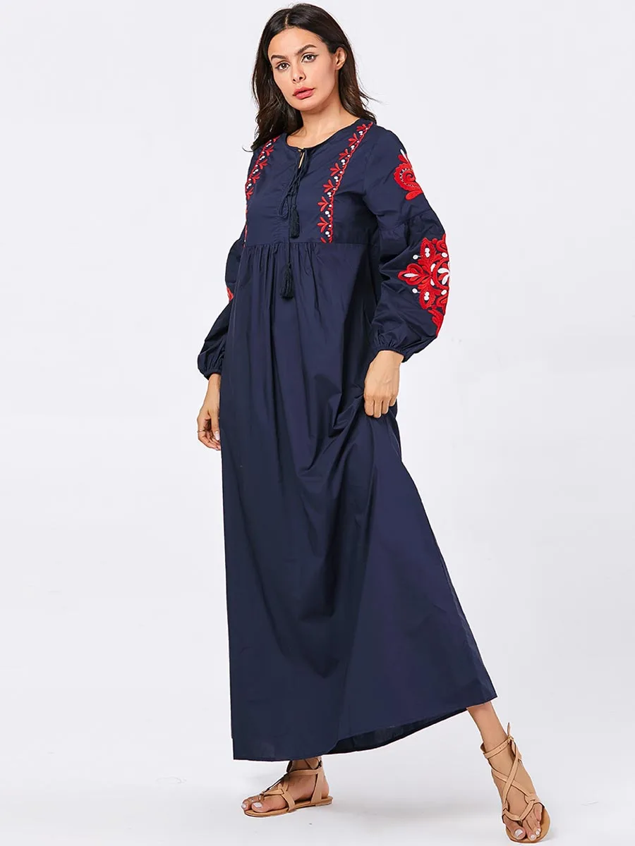 BNSQ женские мусульманские Длинные платья плюс размер халат вышивка abaya открытый Дубай Парер Рамадан Повседневный кафтан длинное платье