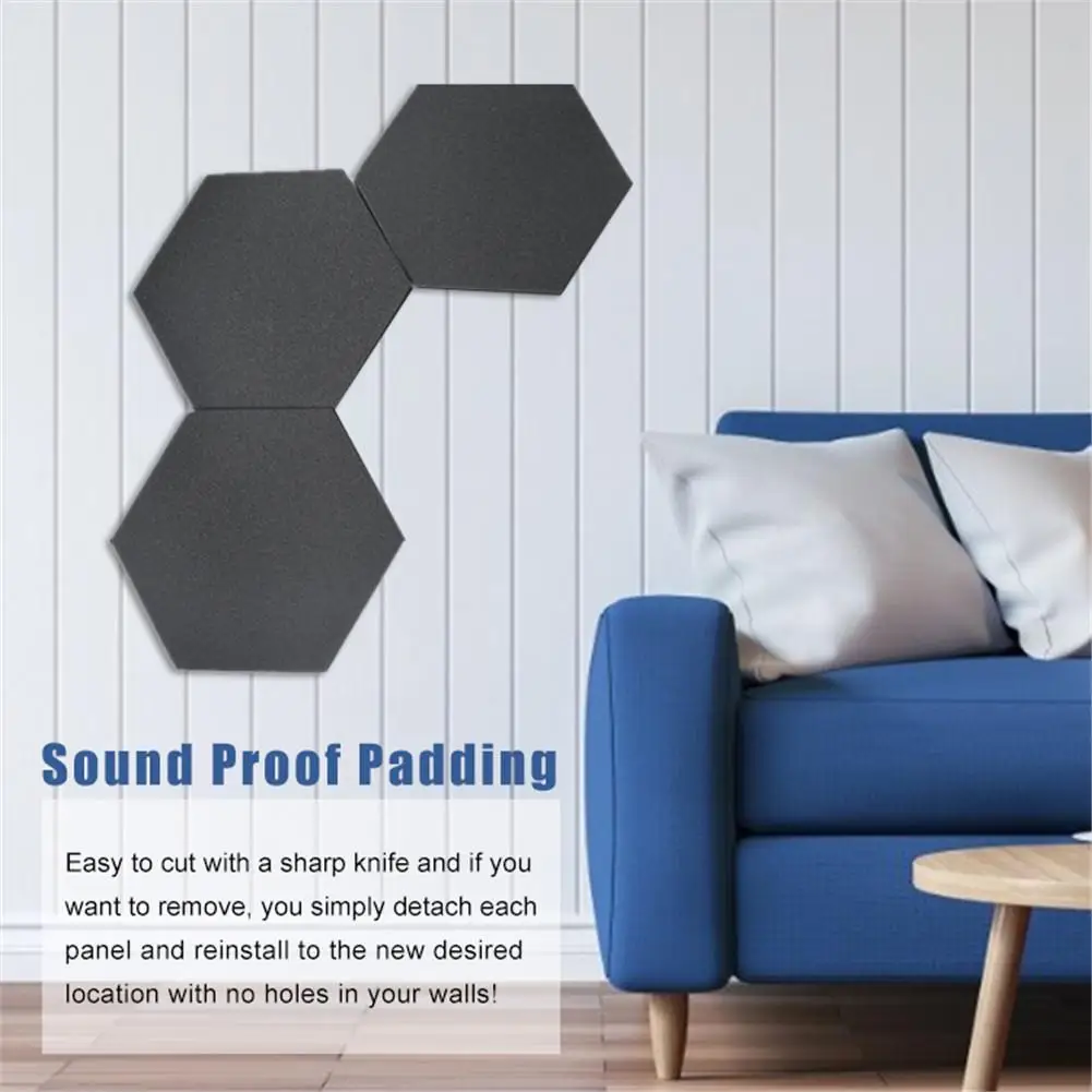 

6PCS Acoustic Panels Hexagonal Sound Proof Padding Sound Dampening Panels For Home And Offices Wall KTV Recording Studio
