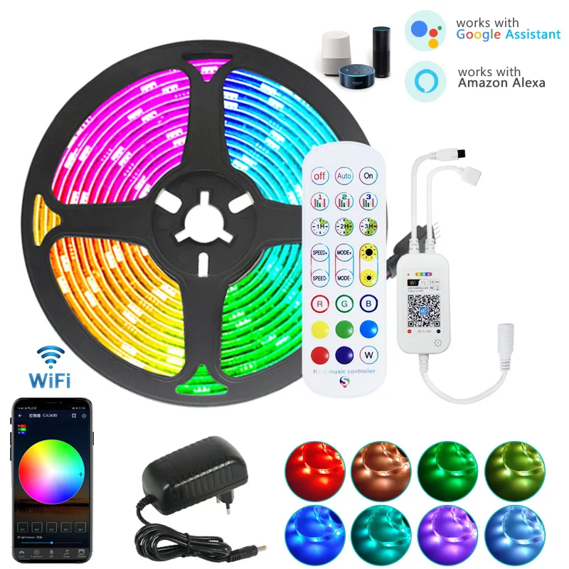 20 м RGB Светодиодные ленты 5050 SMD 2835 Гибкая ленточная 5 10 15 12В светодиодный