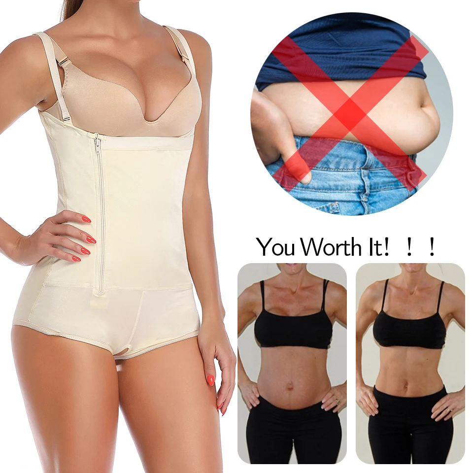 Shapewear for Women Tummy Control Fajas Colombianas Body Shaper for Women Zipper Open Bust Bodysuit Waist Trainer Slimming