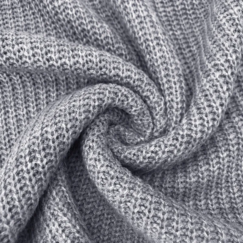 

Women'S Fashion Off Shoulder Slim Sexy High Neck Knitted Sweater Gray