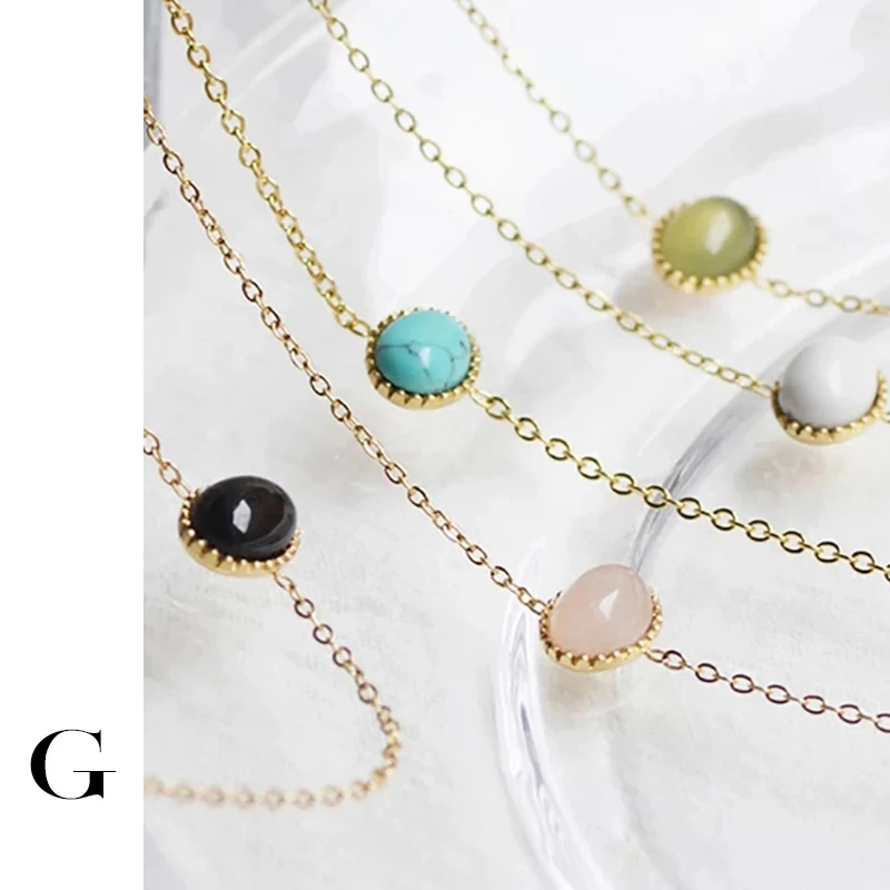 

GHIDBK Natural Stone Stainless Steel Oval Bracelet For Lady Girls 3 Designs Colorful Wristband Linked Chain Bracelet Bridal Gift