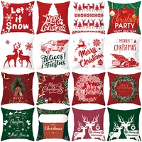 christmas home decor cushion covers 18x18in red and green printed polyester pillow cover xmas decoration square throw pillowcase