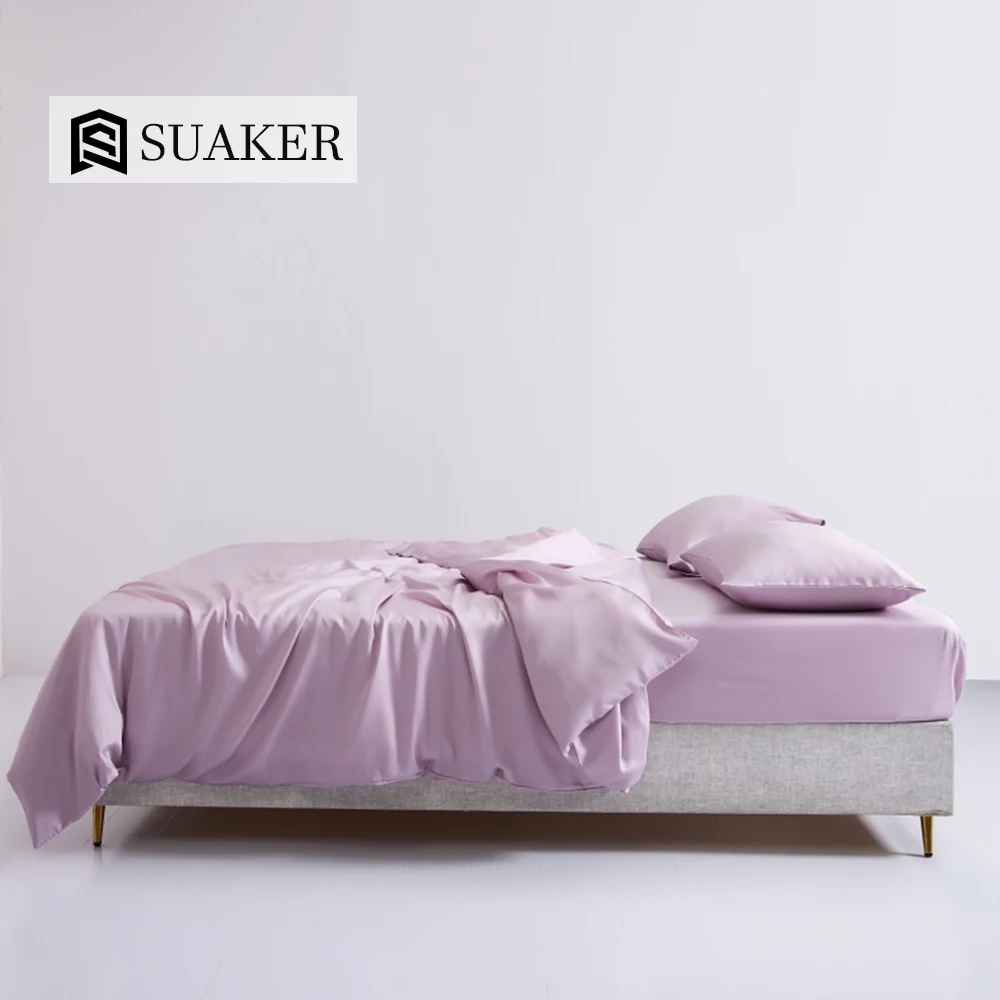 Suaker роскошный комплект постельного белья из 100% шелка фиолетового цвета
