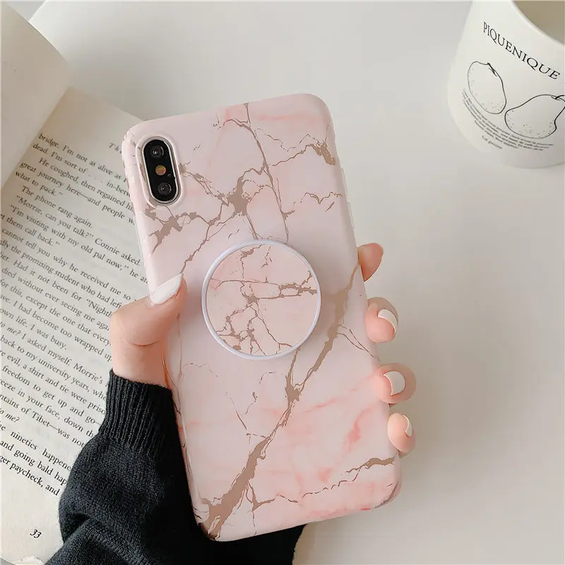 COOLY мраморный чехол для huawei P30 Pro P20 Lite чехол для iphone 11 Pro Max телефон Coque на силиконовый чехол розовый белый Держатель подставка