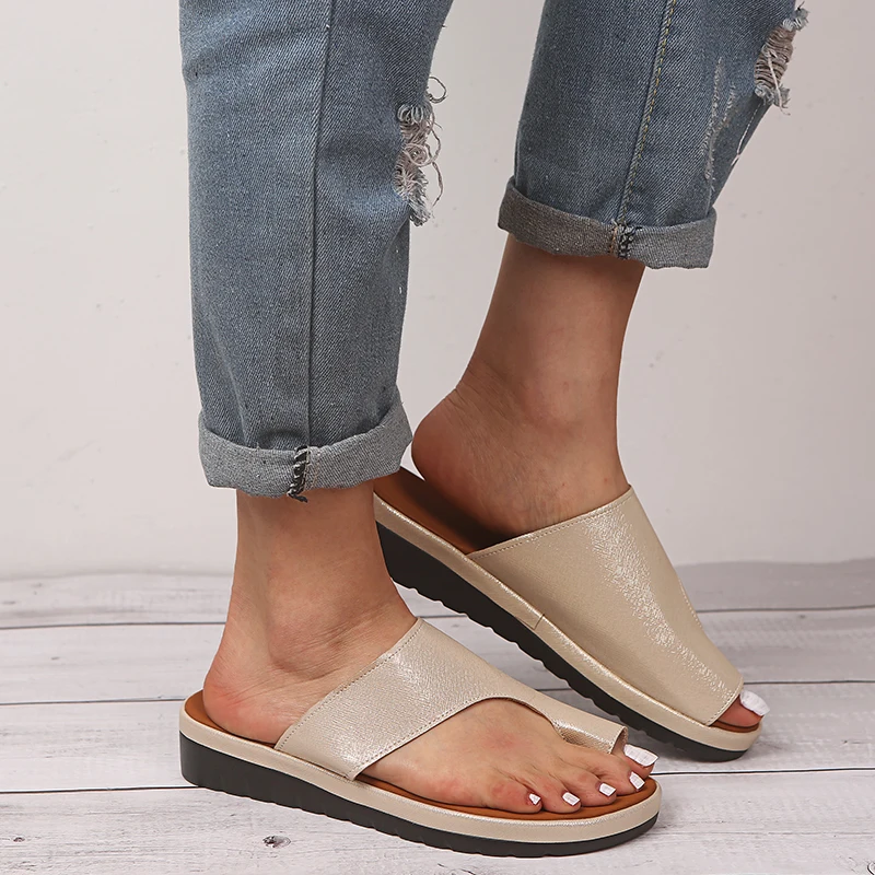 Сандалии женские ортопедические на плоской подошве удобные босоножки из