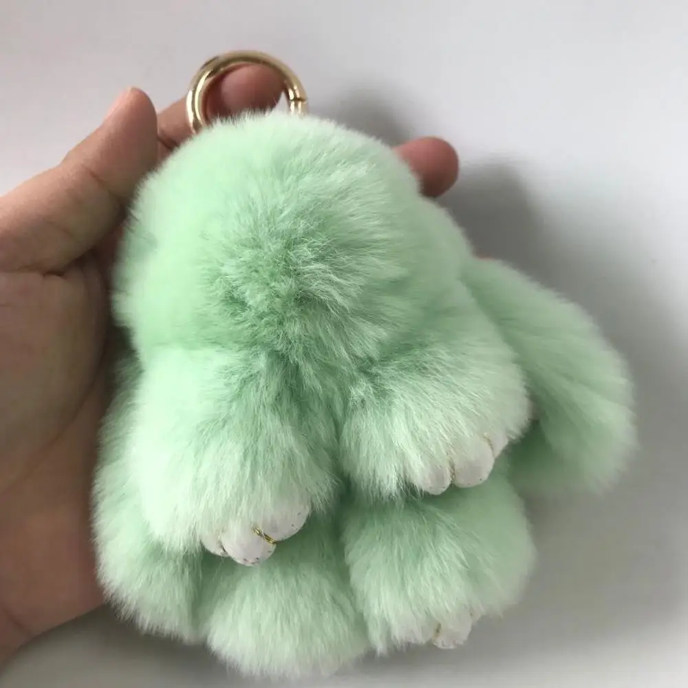 Magicfur- новинка. 10 см мини Настоящий мех кролика кролик игрушка кукольный брелок Настоящий мех кролика сумка брелок - Цвет: Mint Green