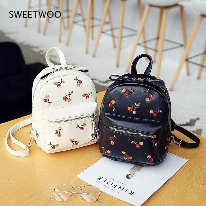 2021 new PU leather handbags cherry small shoulder casual all-match fashion trend student school bag