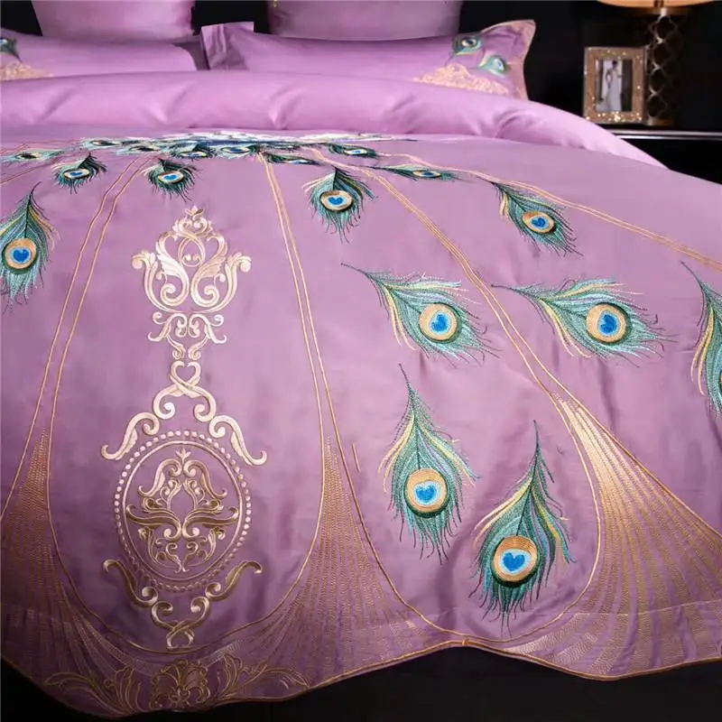 Восточный роскошная кровать пурпурного цвета в комплекте Вечерний комплект из