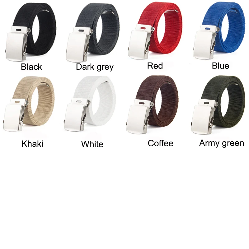 

1PC Metal Buckle Belts Jeans Belt Adjustable Top Casual Luxury Strap Silvery 110cm Long Kids Men And Women Canvas Belt