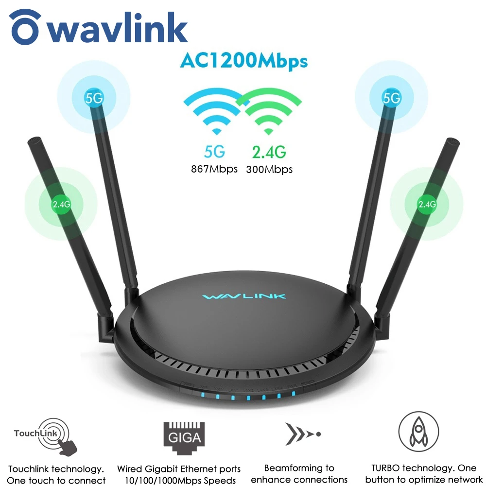 Wi Fi роутер Wavlink AC1200 1200 Мбит/с 5 ГГц|Беспроводные роутеры| |