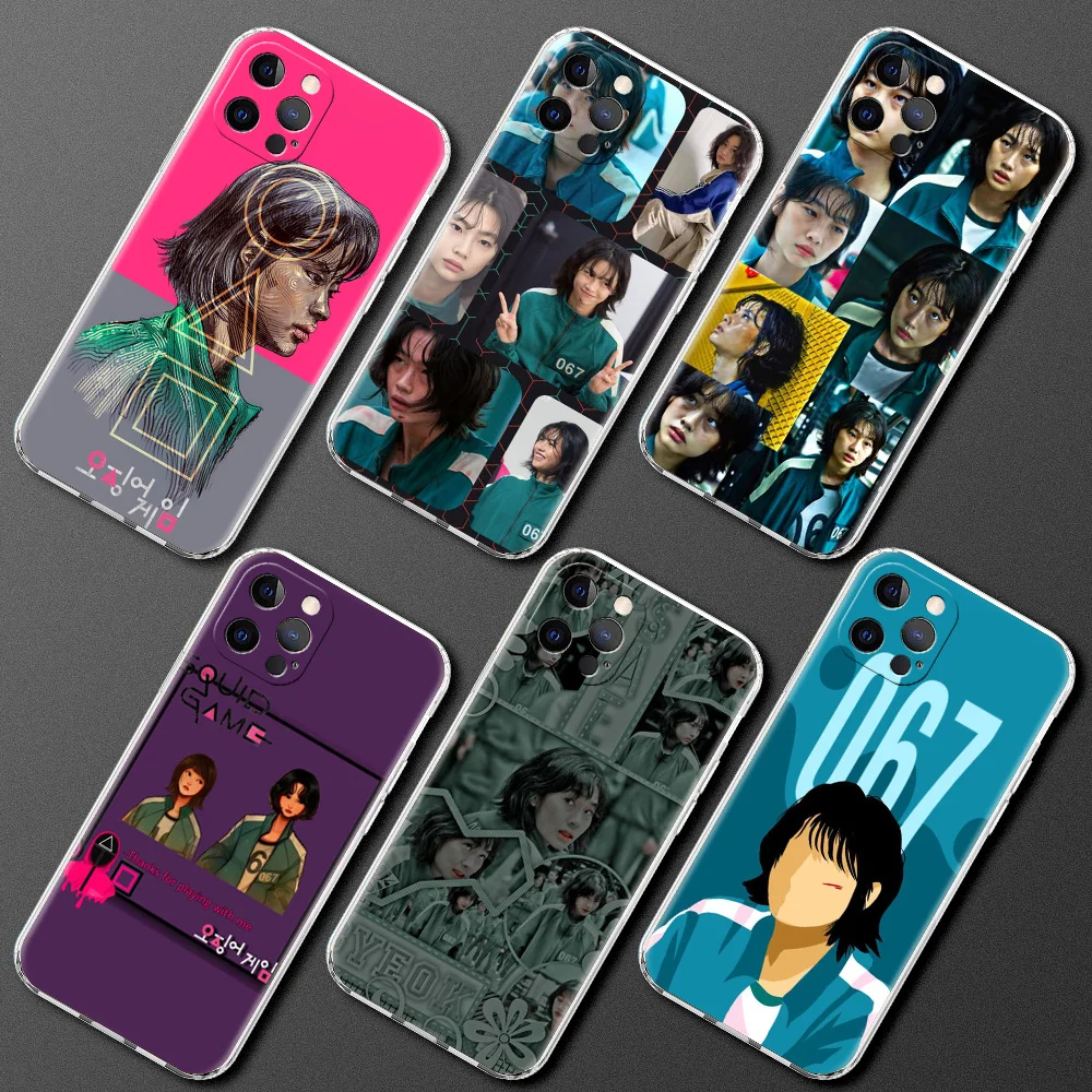 

067 Squid Game Soft Transparent Phone Case Cover for iPhone 13 12 11 Pro Max X XR 8 7 Plus SE 2020 XS Max Luxury Shell Coque TPU