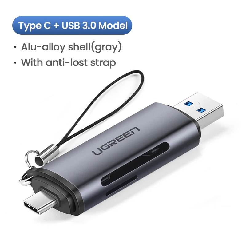 Ugreen кард-ридер USB 3,0 type C для SD Micro SD TF адаптер для ноутбуков Аксессуары OTG кардридер смарт-карта памяти SD кардридер - Цвет: Type C with USB 3.0