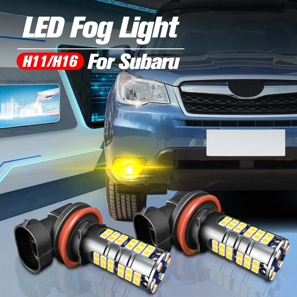 2pcs LED Fog Light Blub H11 H16 Lamp Canbus No Error For Subaru Legacy Forester 2014-2019 Impreza Outback WRX STI 2015-2017