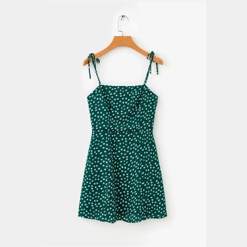 Mini Backless Dress Women Bandage Vintage A Line Slip Dresses Korean Ladies Strapless Sleeveless Print Suspender | Женская одежда