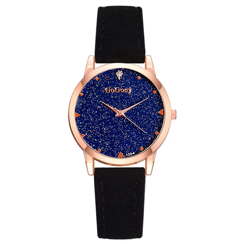 

Women Quartz Watch Starry Sky Dial with Frosted PU Leather Strap TT@88