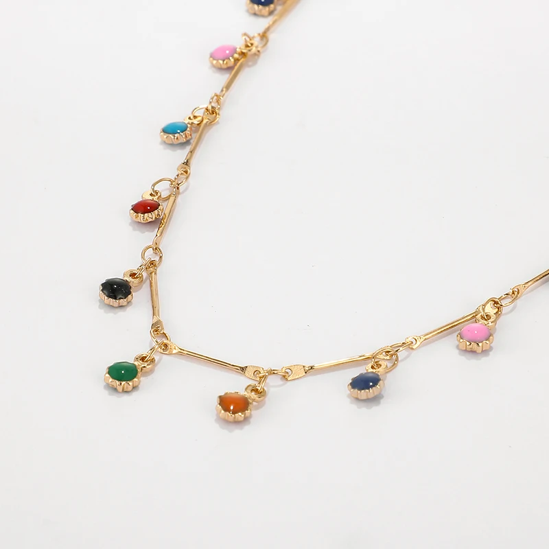 

Tocona Bohemian Gold Necklace for Women Charming Colorful Stone Chain Chockers Handmade Party Jewelry Wholesale collares B31203